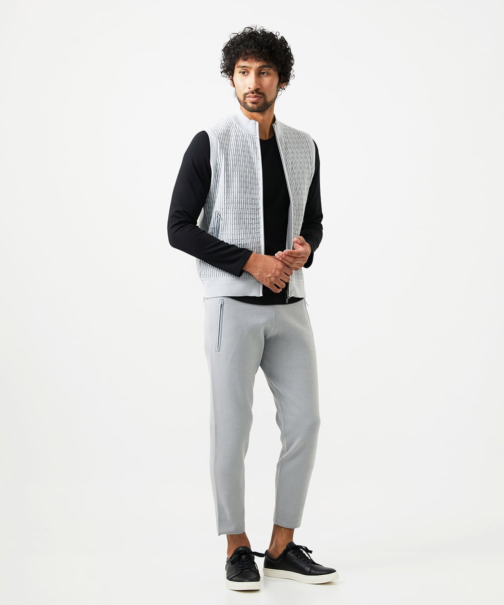 MNLAF54200 MICHEL KLEIN HOMME(ミッシェルクラン オム) 【セットアップ】ニットジョガーパンツ ライトグレー
