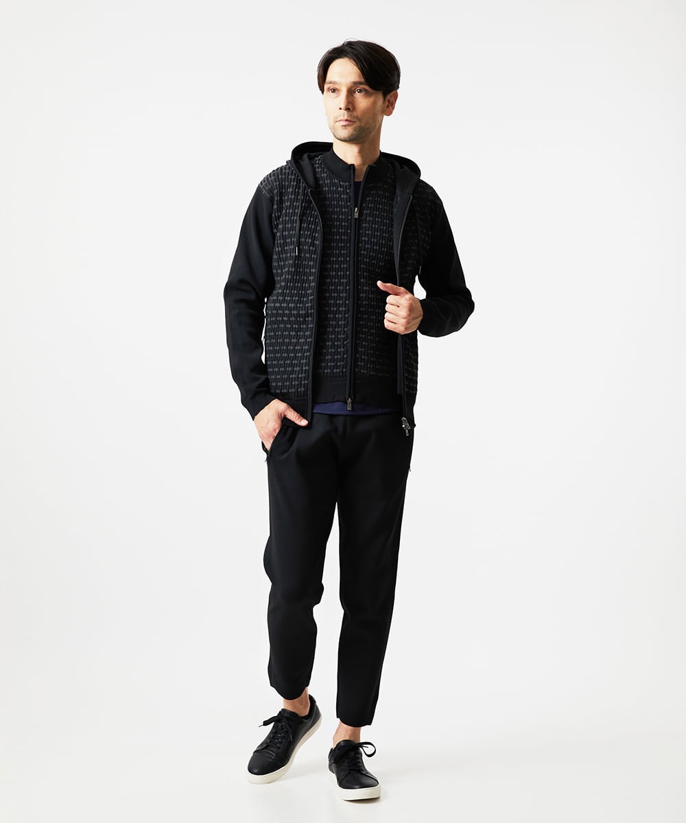 MNLAF54200 MICHEL KLEIN HOMME(ミッシェルクラン オム) 【セットアップ】ニットジョガーパンツ ブラック