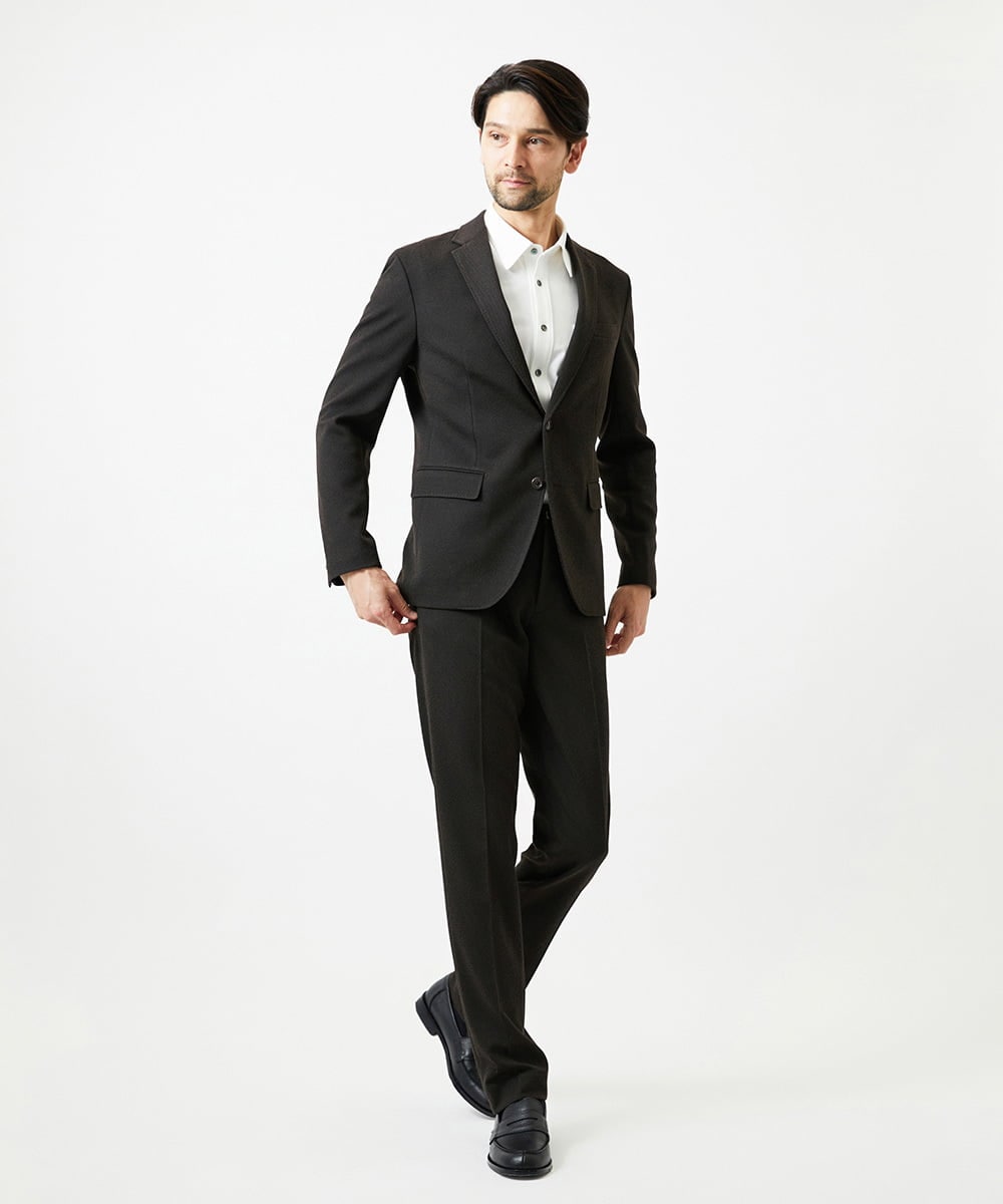 MNLAG02230 MICHEL KLEIN HOMME(ミッシェルクラン オム) 【セットアップ】ハイブリッドジャージスラックスパンツ ブラウン