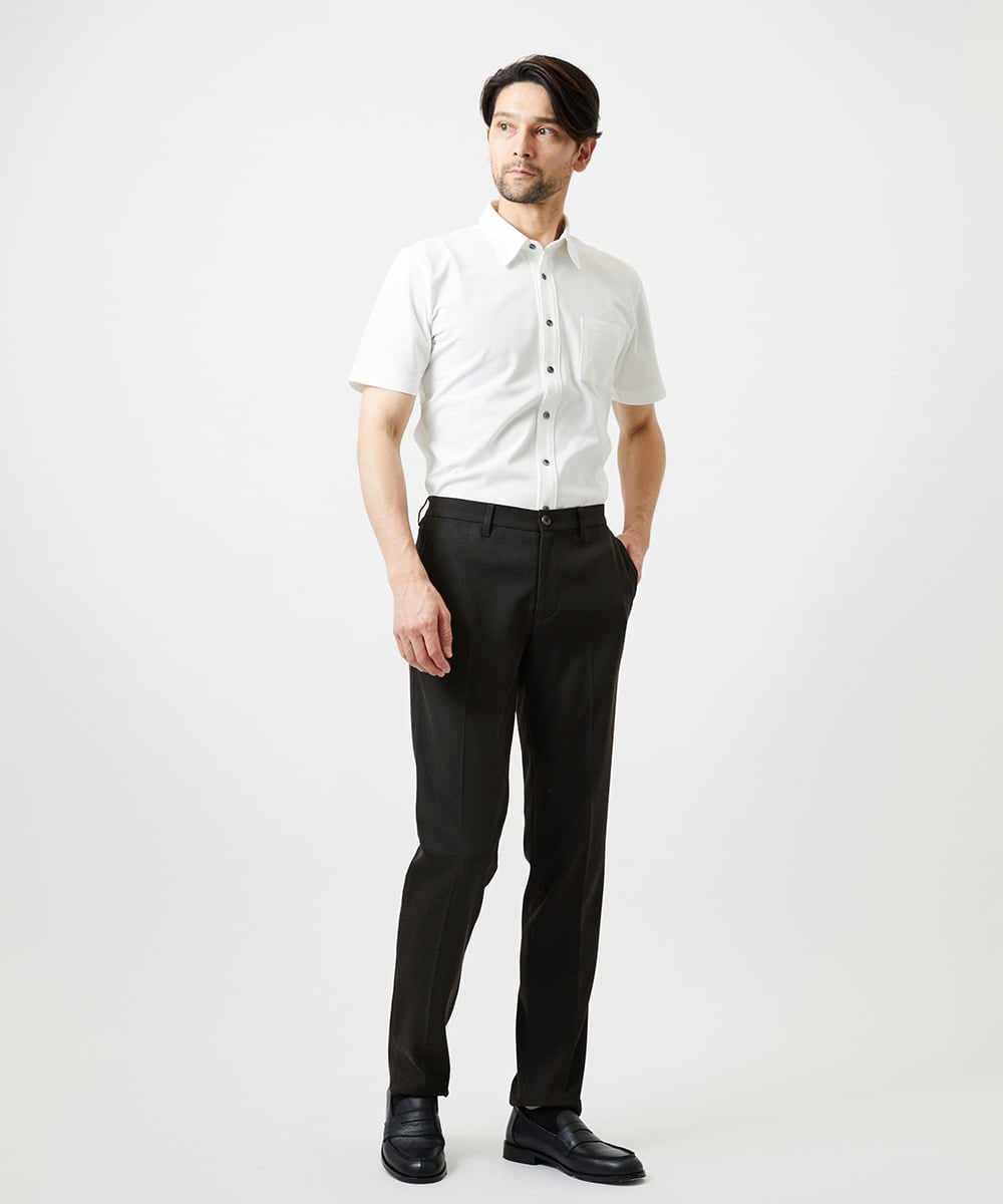 MNLAG02230 MICHEL KLEIN HOMME(ミッシェルクラン オム) 【セットアップ】ハイブリッドジャージスラックスパンツ ブラウン