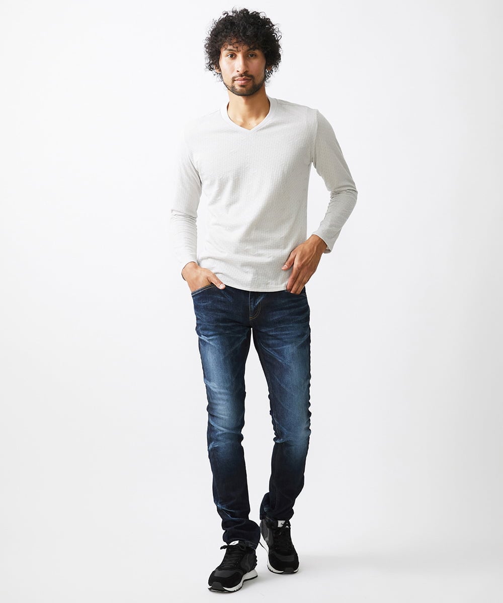 MNLAI26330 MICHEL KLEIN HOMME(ミッシェルクラン オム) 《日本製》ブルーオーシャンデニムパンツ ネイビー