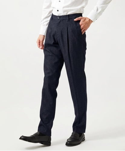 MNLAI53270 MICHEL KLEIN HOMME ストライプ柄ウールコットンスラックスパンツ