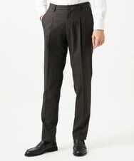MNLAI53270 MICHEL KLEIN HOMME(ミッシェルクラン オム) ストライプ柄ウールコットンスラックスパンツ ブラウン