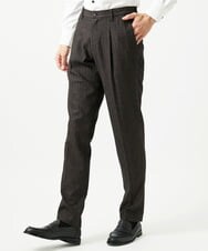 MNLAI53270 MICHEL KLEIN HOMME(ミッシェルクラン オム) ストライプ柄ウールコットンスラックスパンツ ブラウン