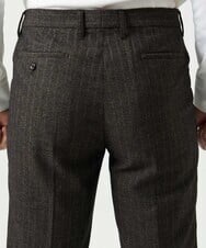 MNLAI53270 MICHEL KLEIN HOMME(ミッシェルクラン オム) ストライプ柄ウールコットンスラックスパンツ ブラウン