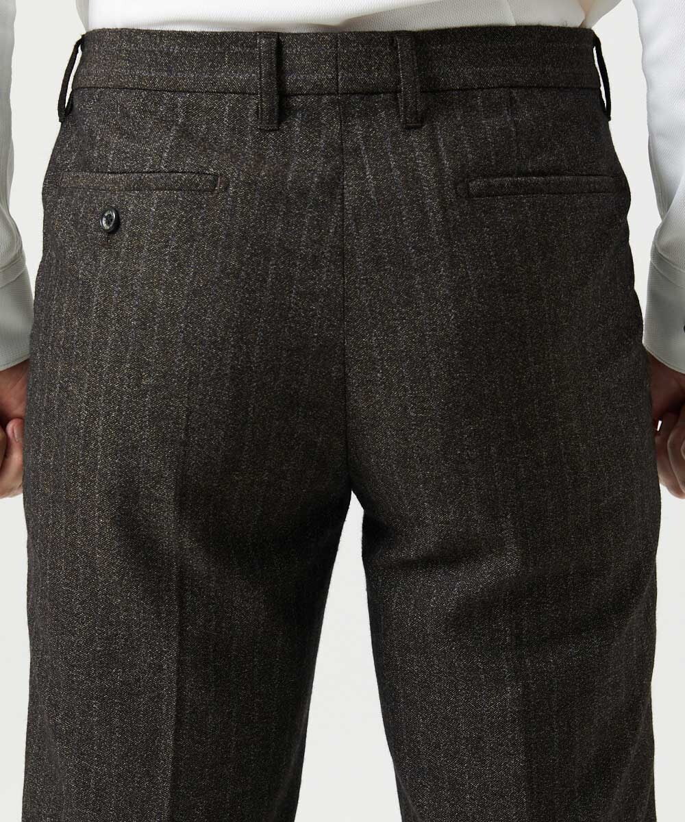 MNLAI53270 MICHEL KLEIN HOMME(ミッシェルクラン オム) ストライプ柄ウールコットンスラックスパンツ ブラウン