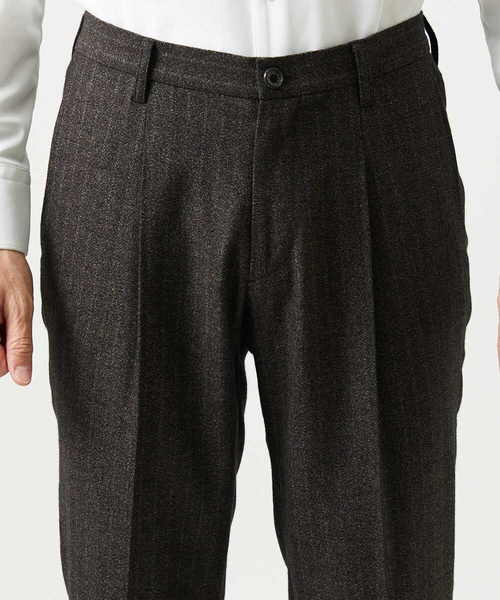 MNLAI53270 MICHEL KLEIN HOMME(ミッシェルクラン オム) ストライプ柄ウールコットンスラックスパンツ ブラウン