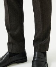 MNLAI53270 MICHEL KLEIN HOMME(ミッシェルクラン オム) ストライプ柄ウールコットンスラックスパンツ ブラウン