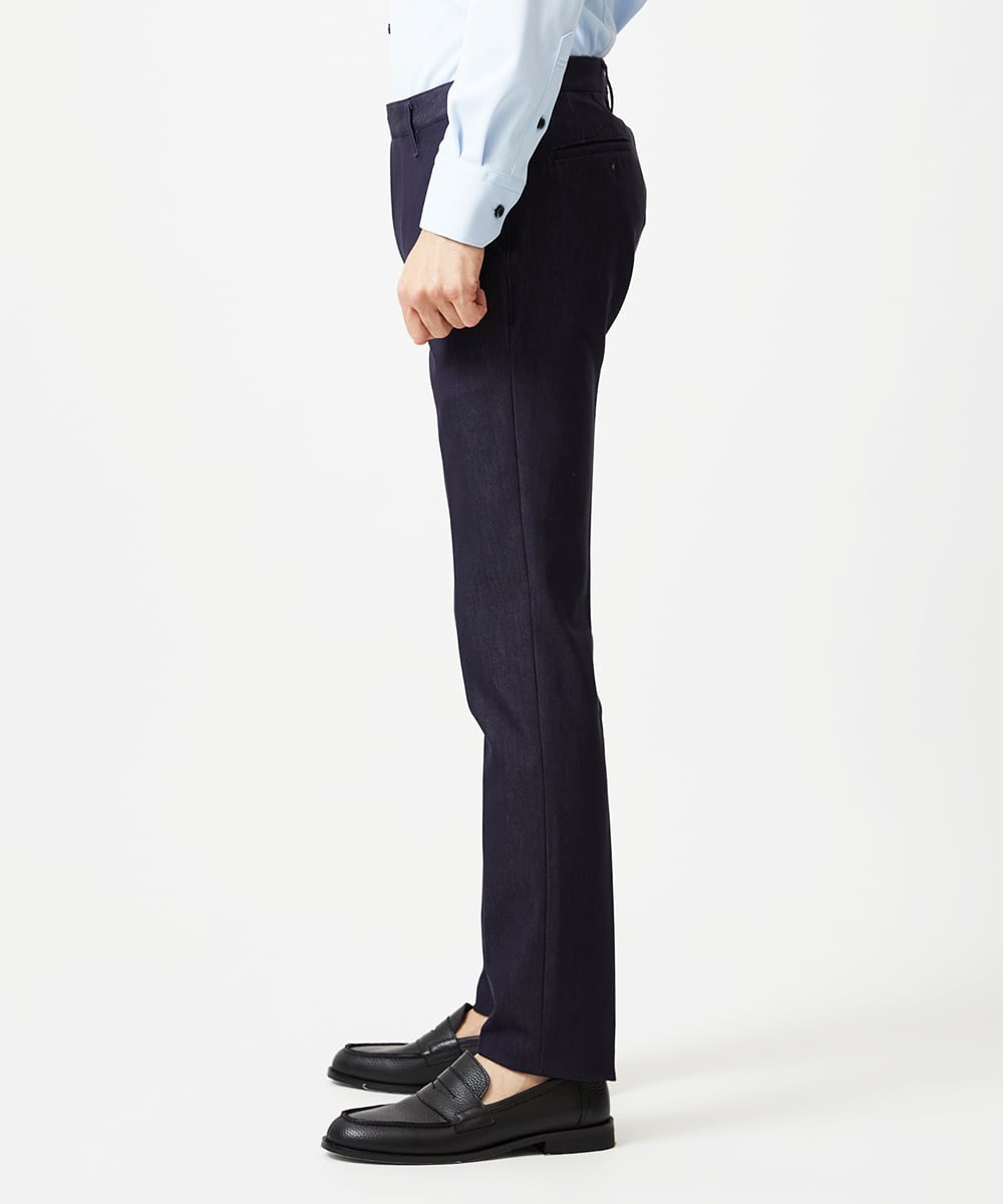 MNLAI55210 MICHEL KLEIN HOMME(ミッシェルクラン オム) 【撥水】プレビアシャンブレースラックスパンツ ネイビー