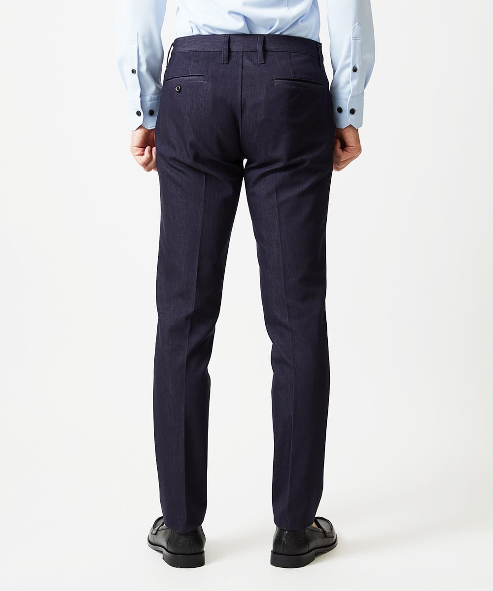 MNLAI55210 MICHEL KLEIN HOMME(ミッシェルクラン オム) 【撥水】プレビアシャンブレースラックスパンツ ネイビー