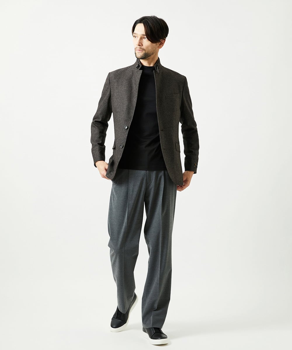 MNLAI59250 MICHEL KLEIN HOMME(ミッシェルクラン オム) ウール調ジャージワイドスラックスパンツ グレー