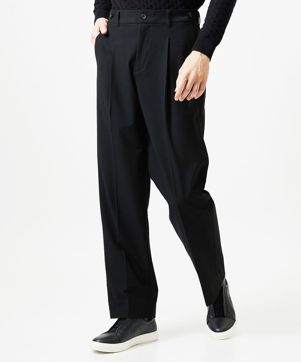 MNLAI59250 MICHEL KLEIN HOMME(ミッシェルクラン オム) ウール調ジャージワイドスラックスパンツ ブラック