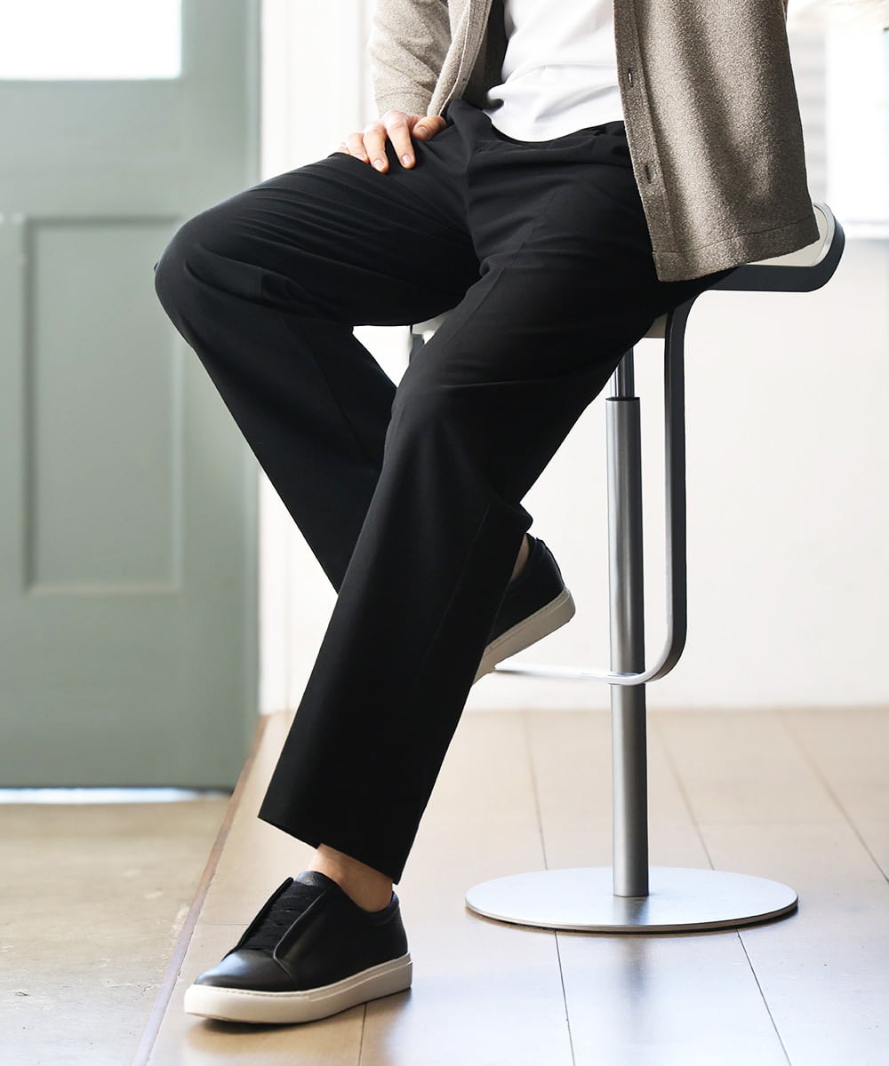 MNLAI59250 MICHEL KLEIN HOMME(ミッシェルクラン オム) ウール調ジャージワイドスラックスパンツ ブラック