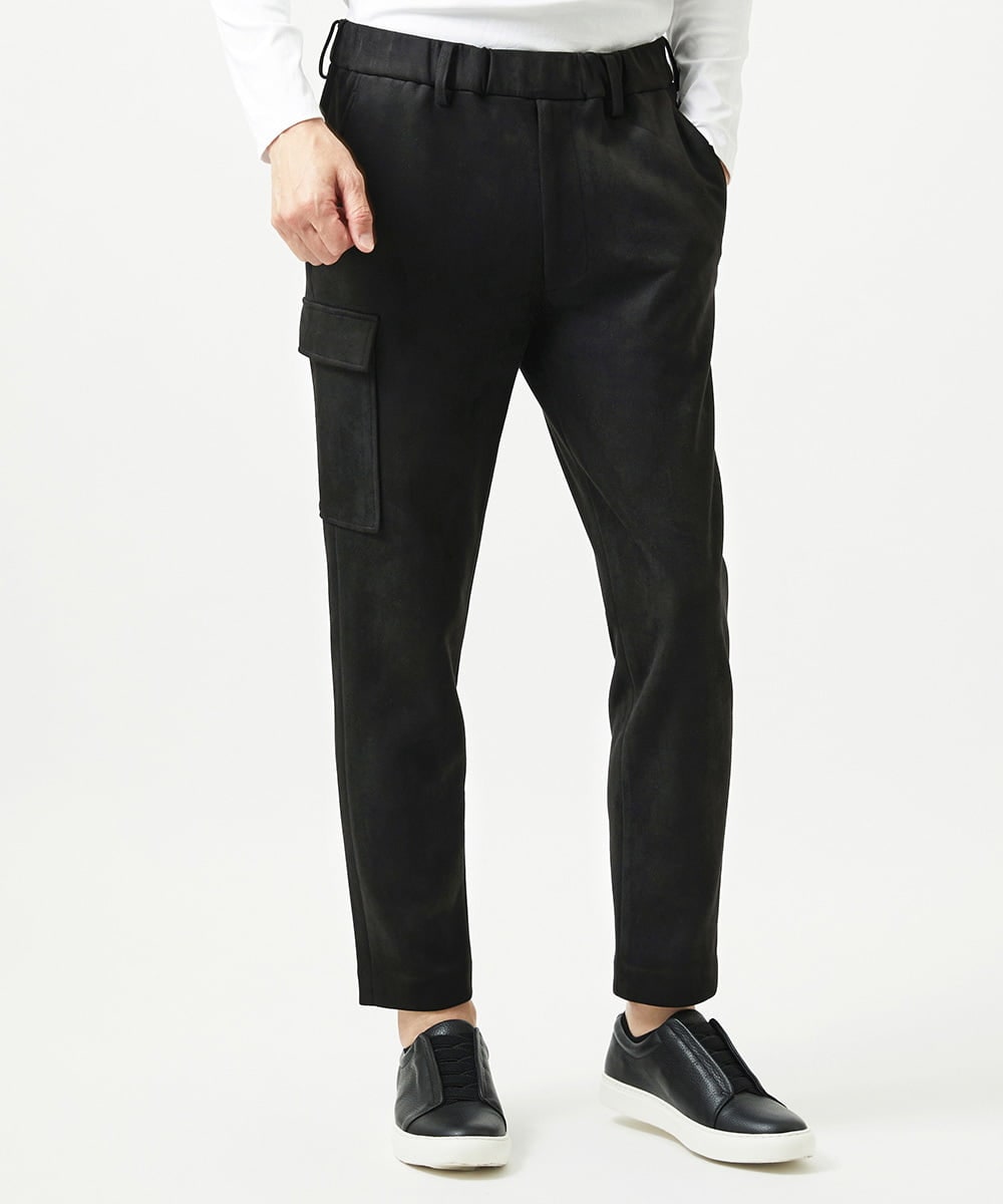 MNLAI64250 MICHEL KLEIN HOMME(ミッシェルクラン オム) 【セットアップ】スエードリラックスカーゴパンツ ブラック