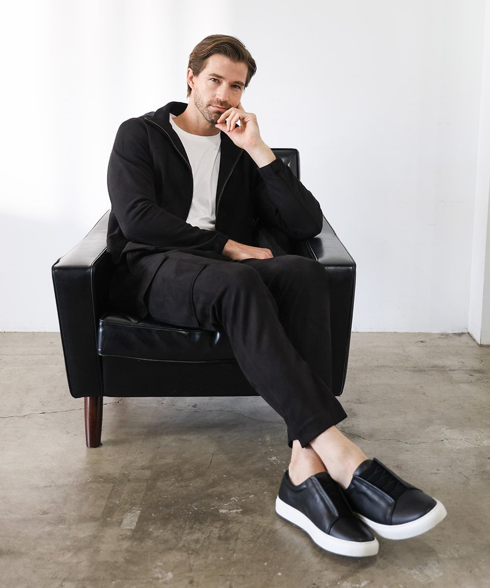 MNLAI64250 MICHEL KLEIN HOMME(ミッシェルクラン オム) 【セットアップ】スエードリラックスカーゴパンツ ブラック