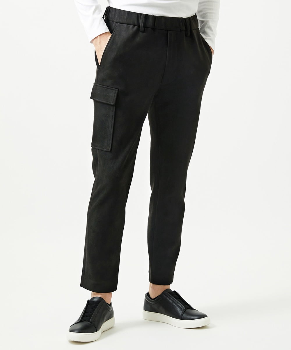 MNLAI64250 MICHEL KLEIN HOMME(ミッシェルクラン オム) 【セットアップ】スエードリラックスカーゴパンツ ブラック