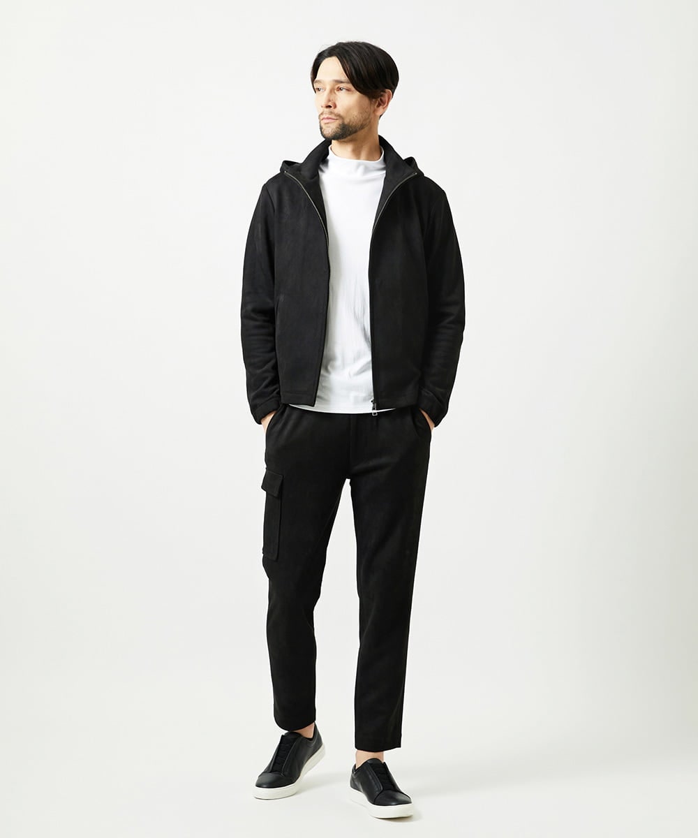 MNLAI64250 MICHEL KLEIN HOMME(ミッシェルクラン オム) 【セットアップ】スエードリラックスカーゴパンツ ブラック