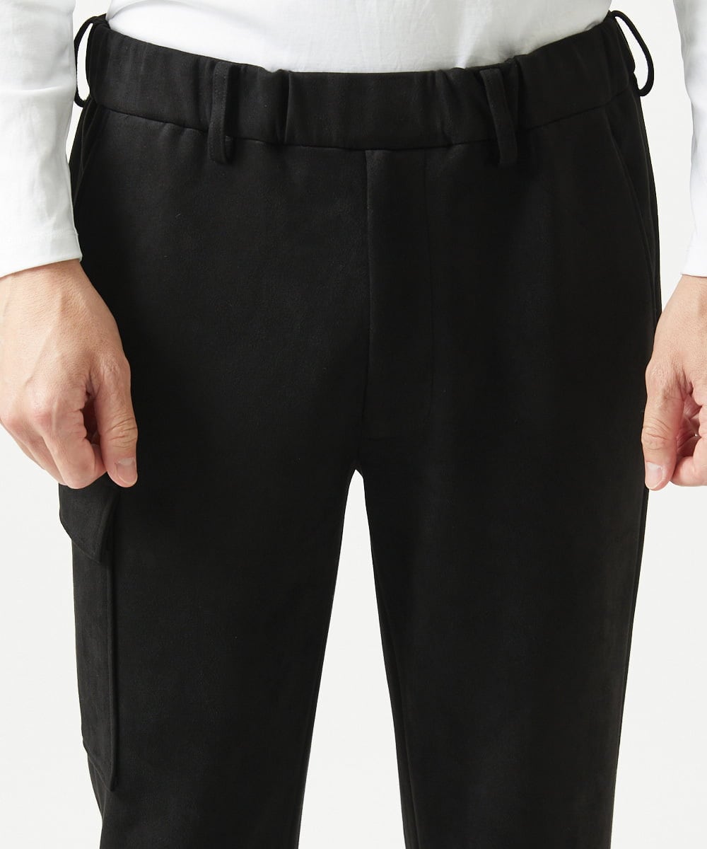 MNLAI64250 MICHEL KLEIN HOMME(ミッシェルクラン オム) 【セットアップ】スエードリラックスカーゴパンツ ブラック