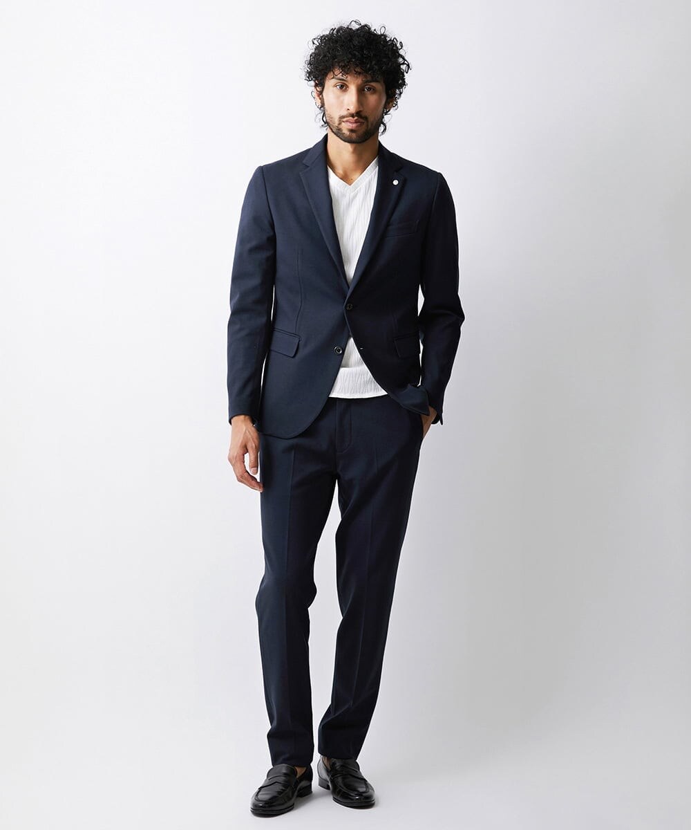 MNLAV08190 MICHEL KLEIN HOMME(ミッシェルクラン オム) ストレッチスラックスパンツ ネイビー(57)