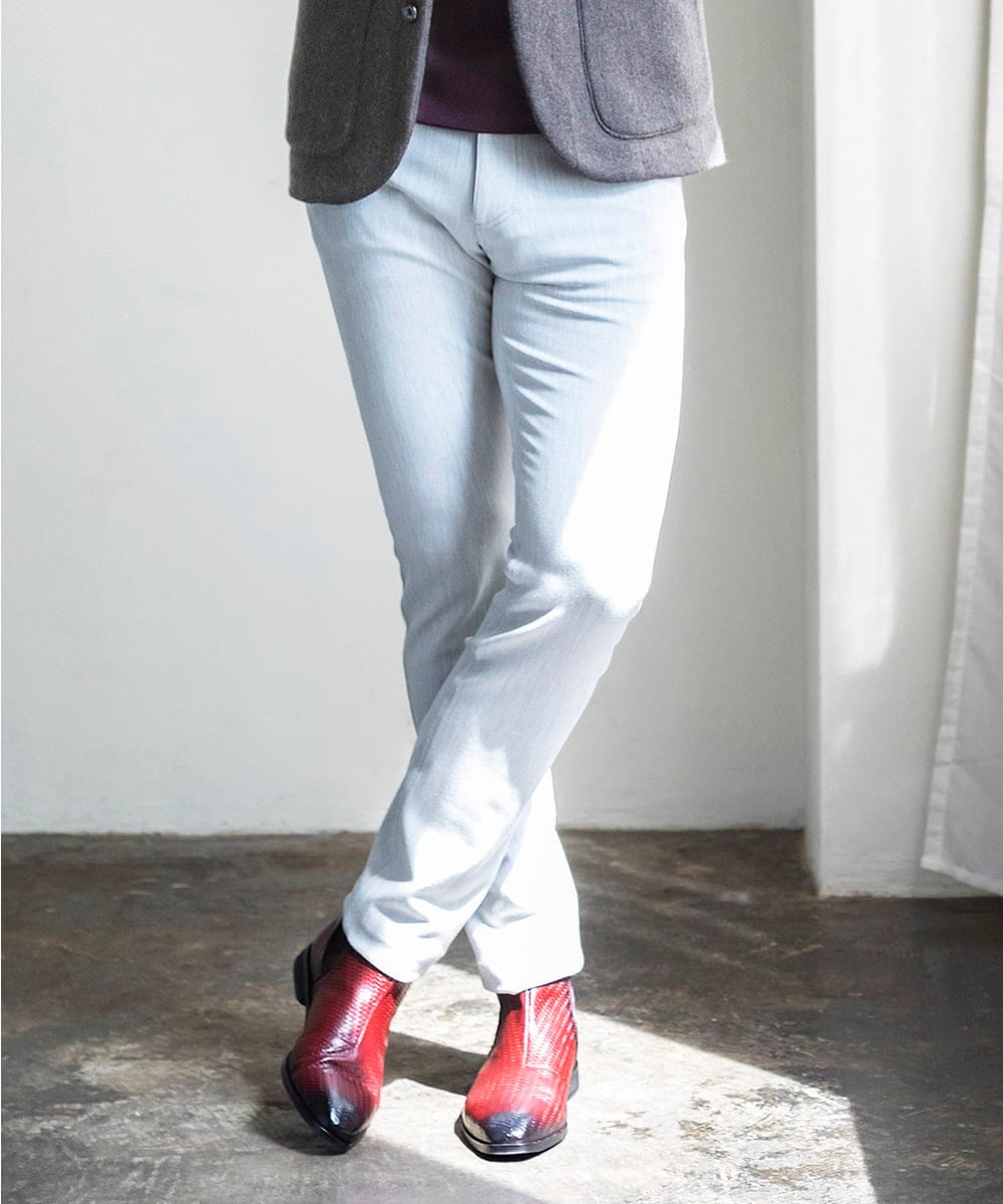 MNLCC55230 MICHEL KLEIN HOMME(ミッシェルクラン オム) デニム調ストレッチファイブポケットパンツ ライトグレー