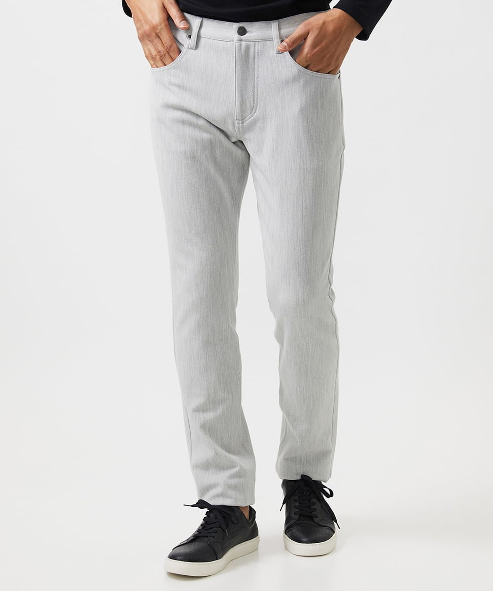 MNLCC55230 MICHEL KLEIN HOMME(ミッシェルクラン オム) デニム調ストレッチファイブポケットパンツ ライトグレー