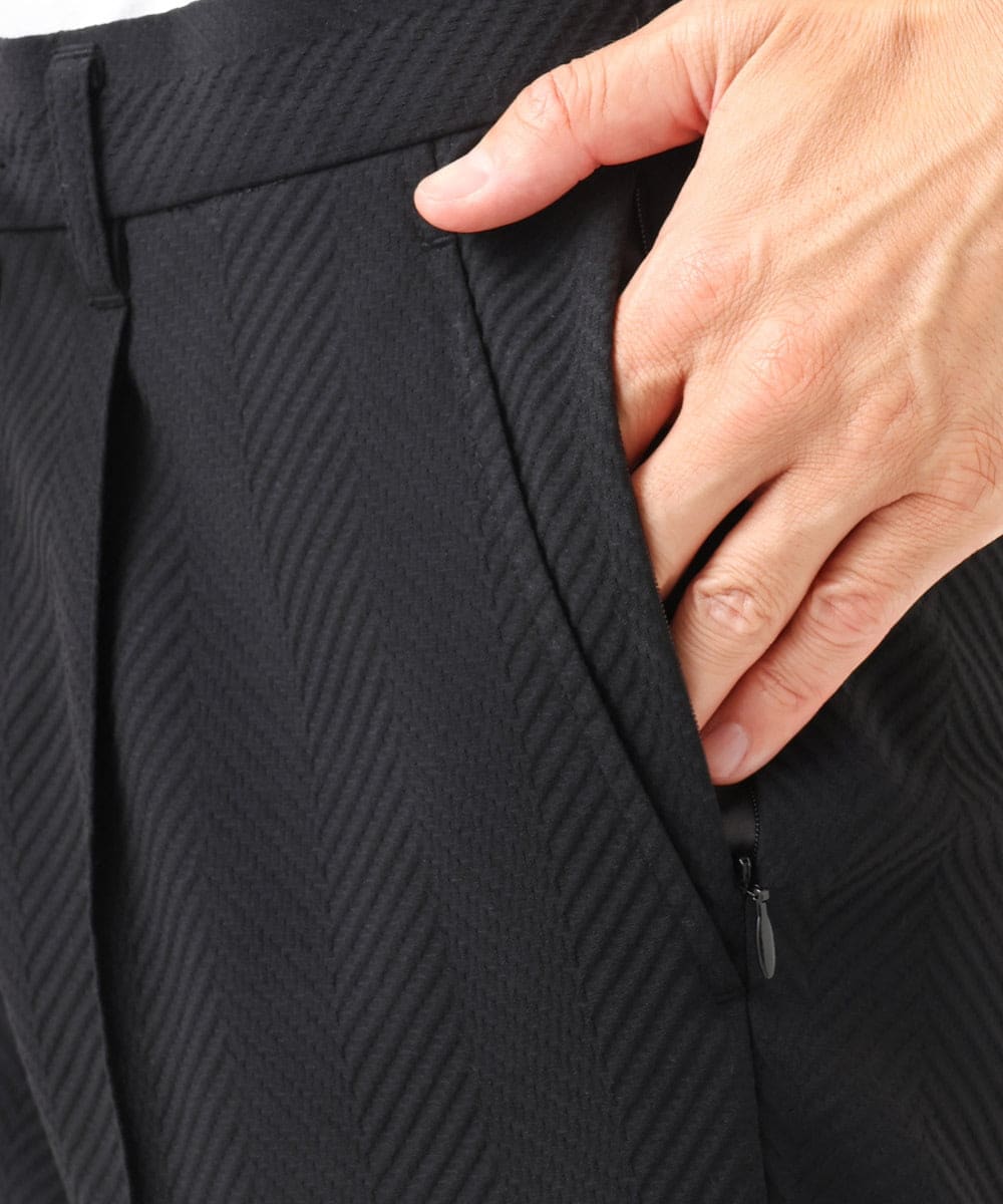 MNLCD51250 MICHEL KLEIN HOMME(ミッシェルクラン オム) 【セットアップ】ビックへリンボンスラックスパンツ ブラック