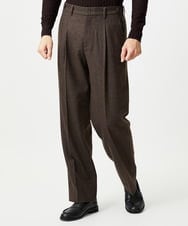 MNLCG60290 MICHEL KLEIN HOMME(ミッシェルクラン オム) ウールワイドスラックスパンツ ブラウン