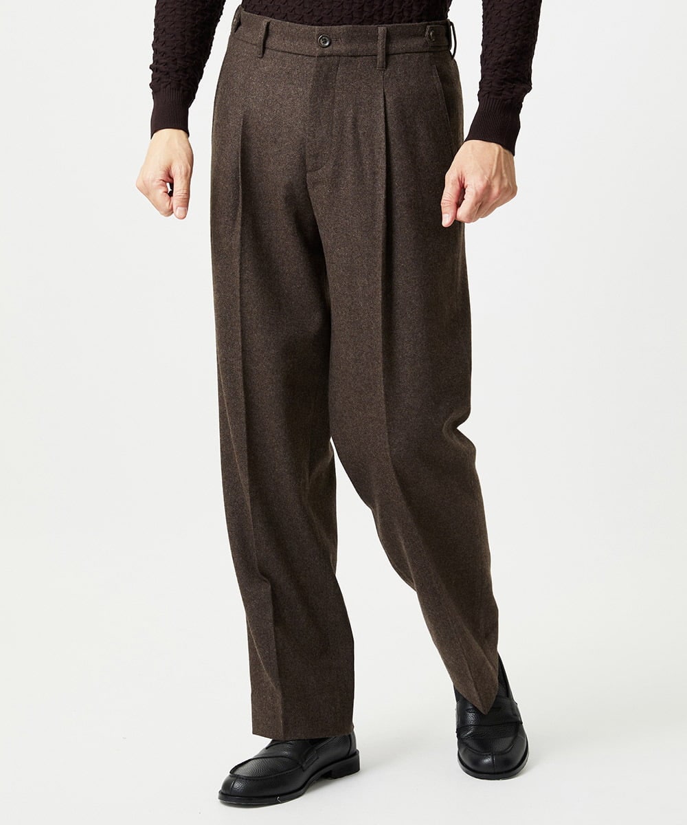 MNLCG60290 MICHEL KLEIN HOMME(ミッシェルクラン オム) ウールワイドスラックスパンツ ブラウン
