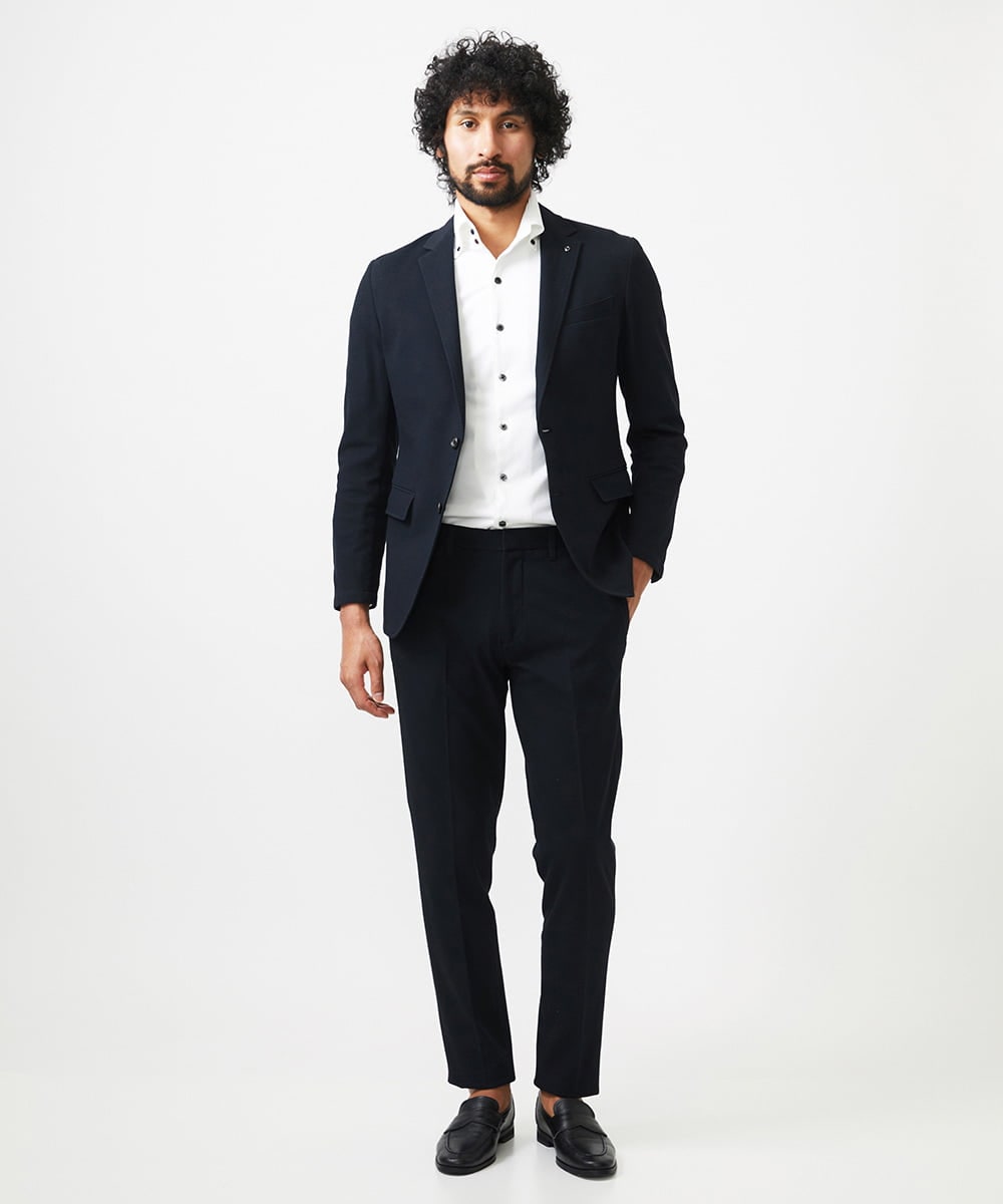 MNLDA03230 MICHEL KLEIN HOMME(ミッシェルクラン オム) ジャージスラックスパンツ セットアップ ブラック
