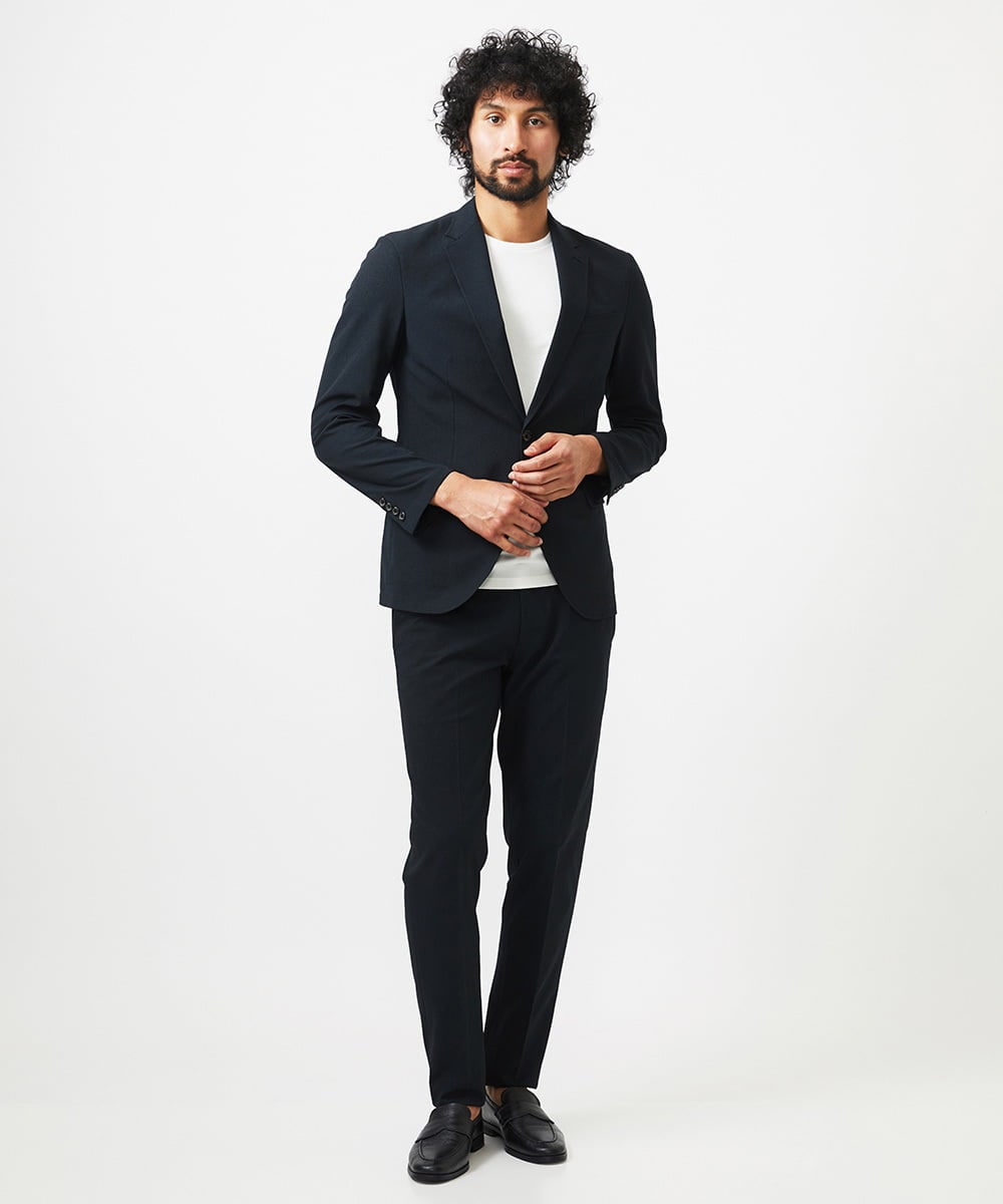 MNLDA03230 MICHEL KLEIN HOMME(ミッシェルクラン オム) ジャージスラックスパンツ セットアップ ブラック