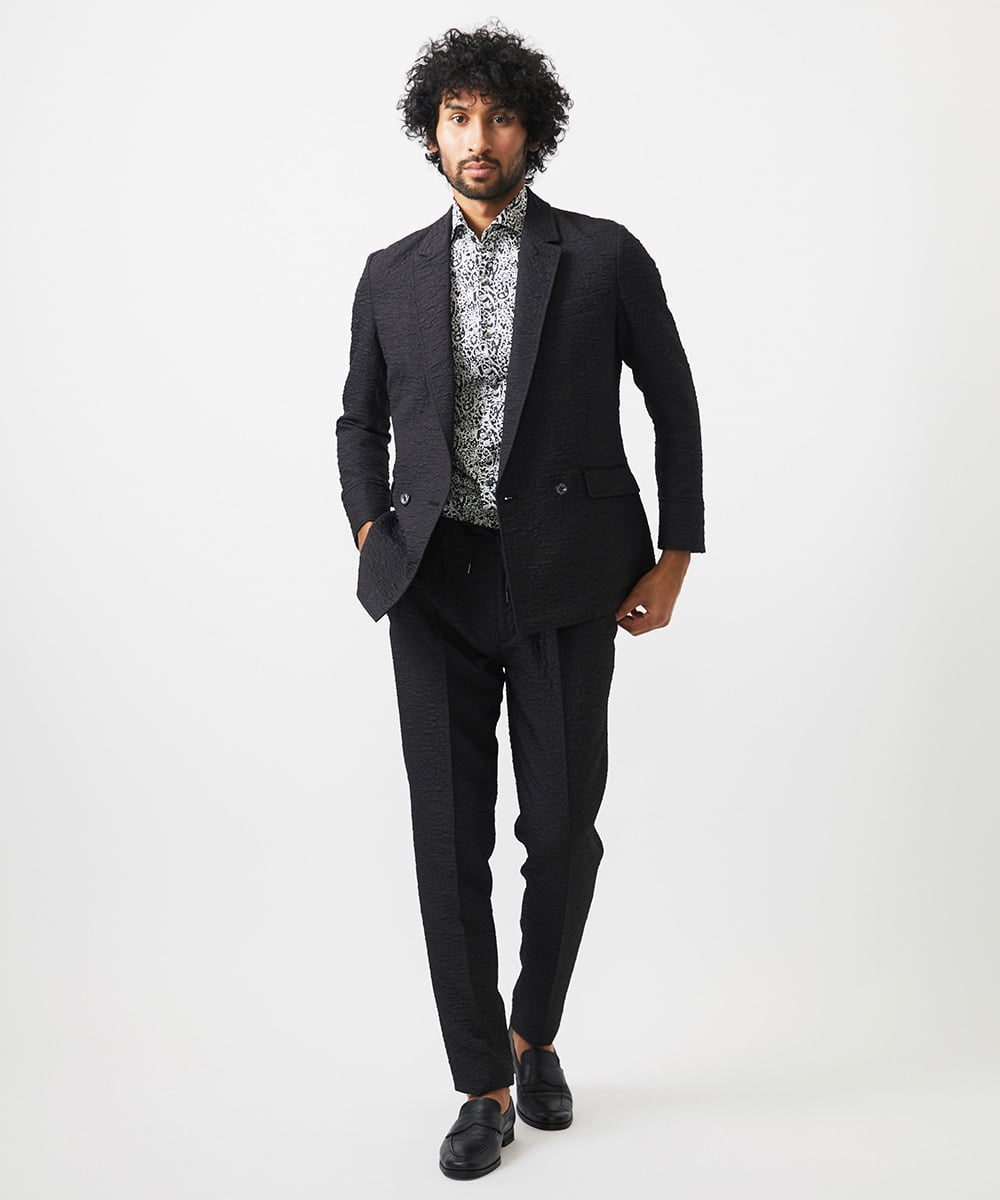 MNLDA51250 MICHEL KLEIN HOMME(ミッシェルクラン オム) ジャガードスラックスパンツ セットアップ ブラック