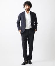 MNLDC09230 MICHEL KLEIN HOMME(ミッシェルクラン オム) ツイード調ストレッチスラックスパンツ セットアップ ネイビー