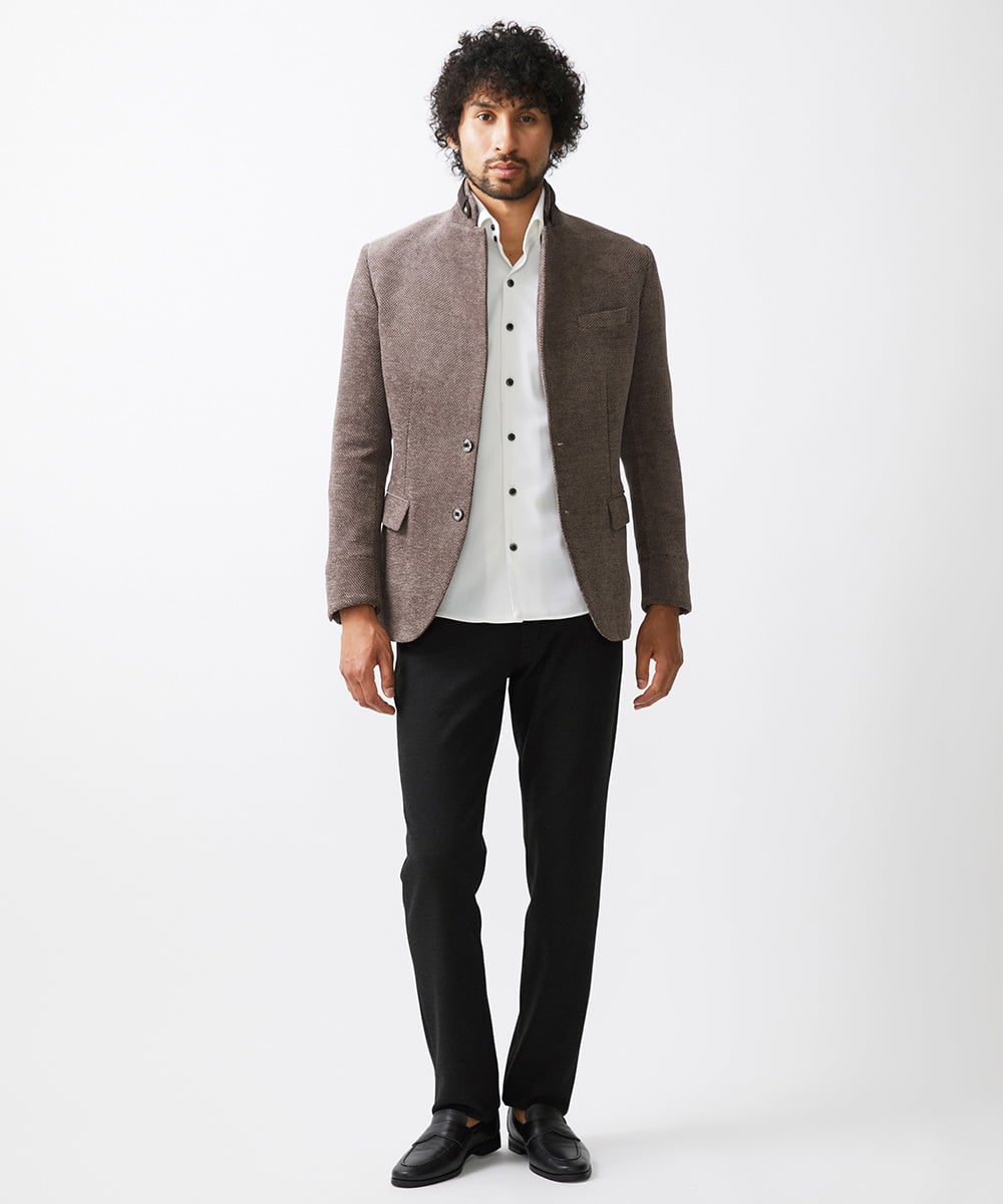 MNLDC58200 MICHEL KLEIN HOMME(ミッシェルクラン オム) ツイード調ストレッチ5ポケットパンツ セットアップ ブラック