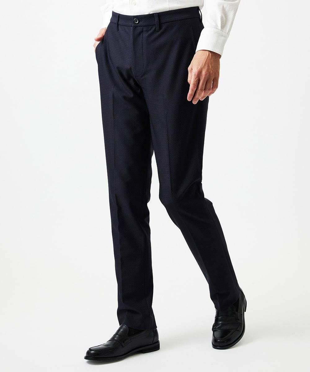 MNLDD09230 MICHEL KLEIN HOMME(ミッシェルクラン オム) トリコットストレッチスラックスパンツ ネイビー