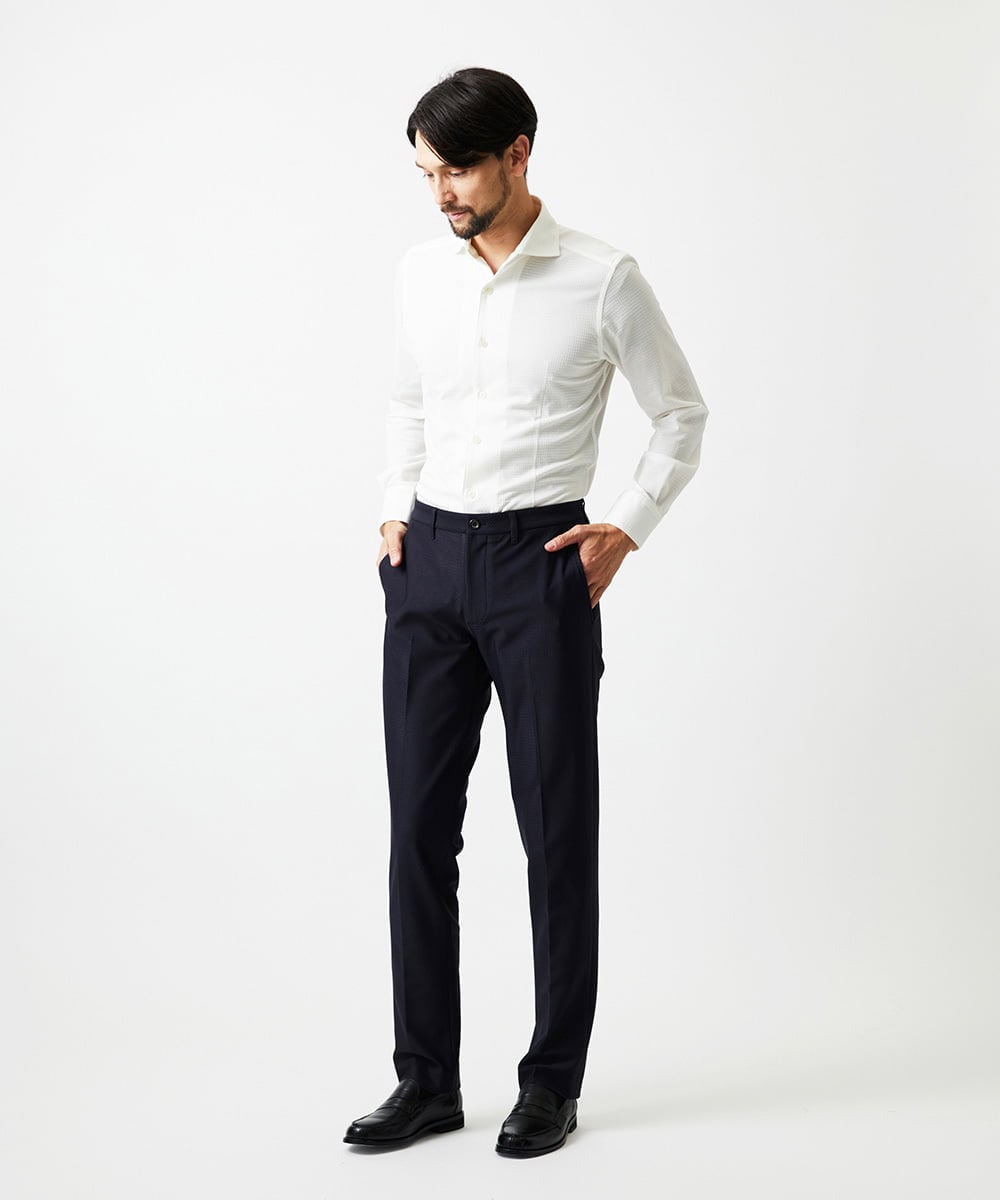 MNLDD09230 MICHEL KLEIN HOMME(ミッシェルクラン オム) トリコットストレッチスラックスパンツ ネイビー