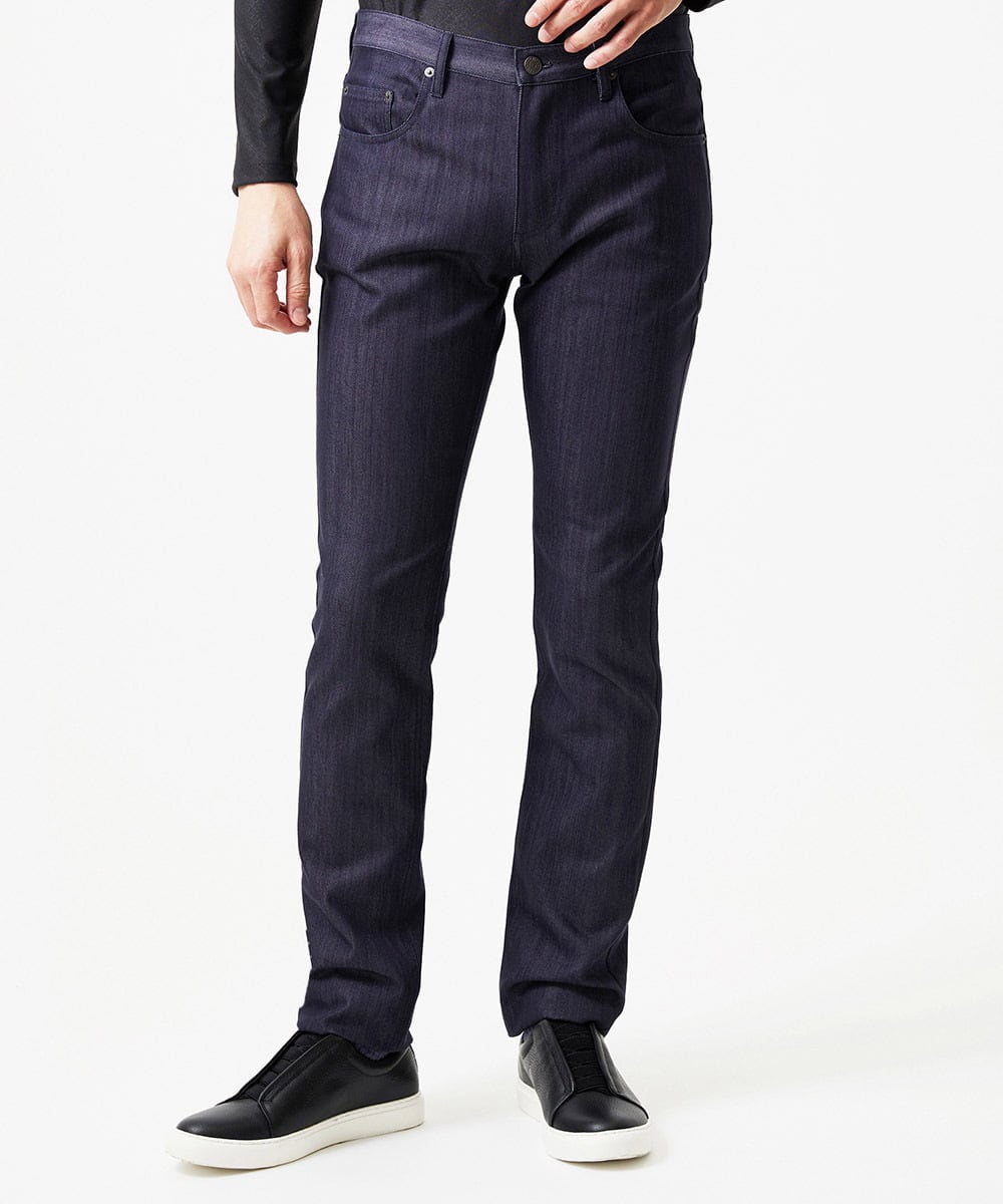 MNLDD50170 MICHEL KLEIN HOMME(ミッシェルクラン オム) 【撥水】プレビアシャンブレー5ポケットパンツ ネイビー