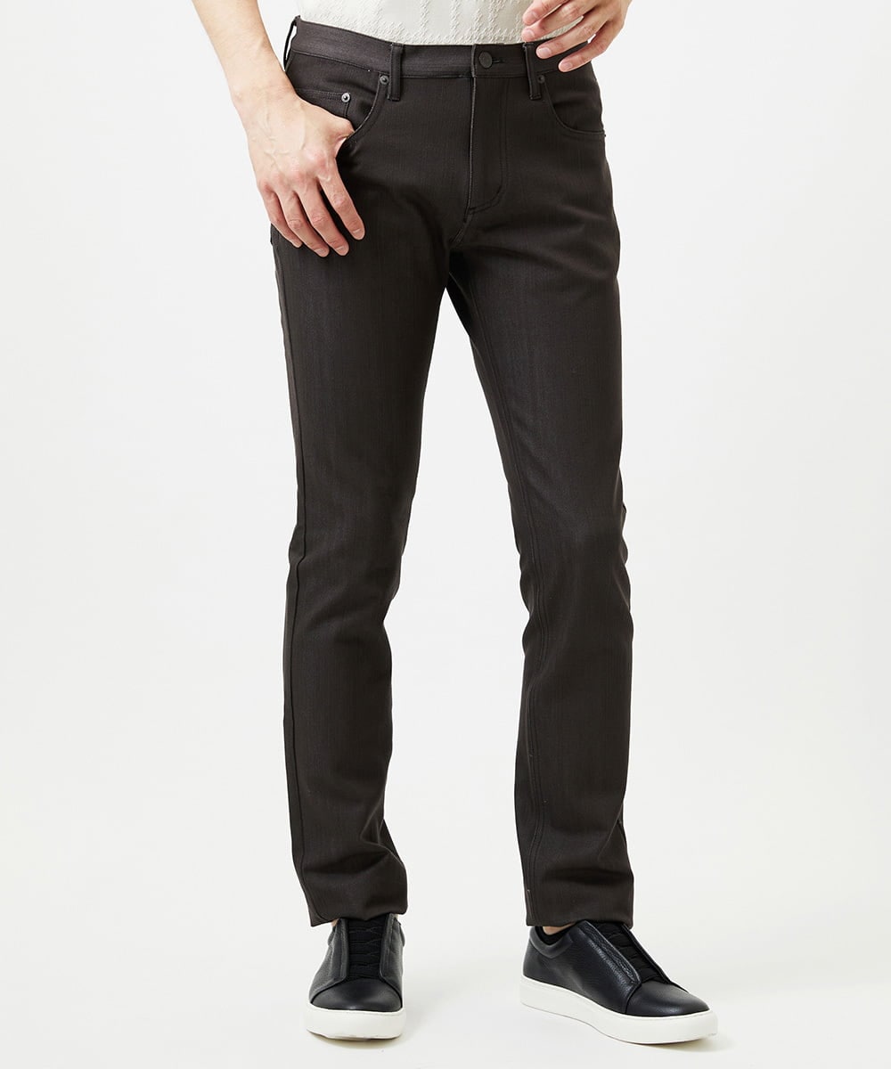 MNLDE50170 MICHEL KLEIN HOMME(ミッシェルクラン オム) 【撥水】プレビアシャンブレー5ポケットパンツ ブラウン