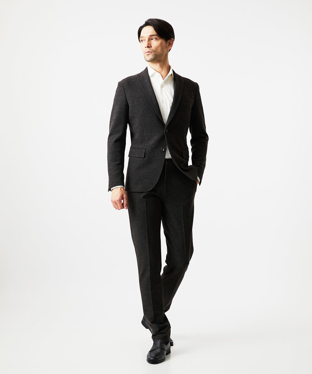 MNLDF05250 MICHEL KLEIN HOMME(ミッシェルクラン オム) ストライプスラックスパンツ ブラウン