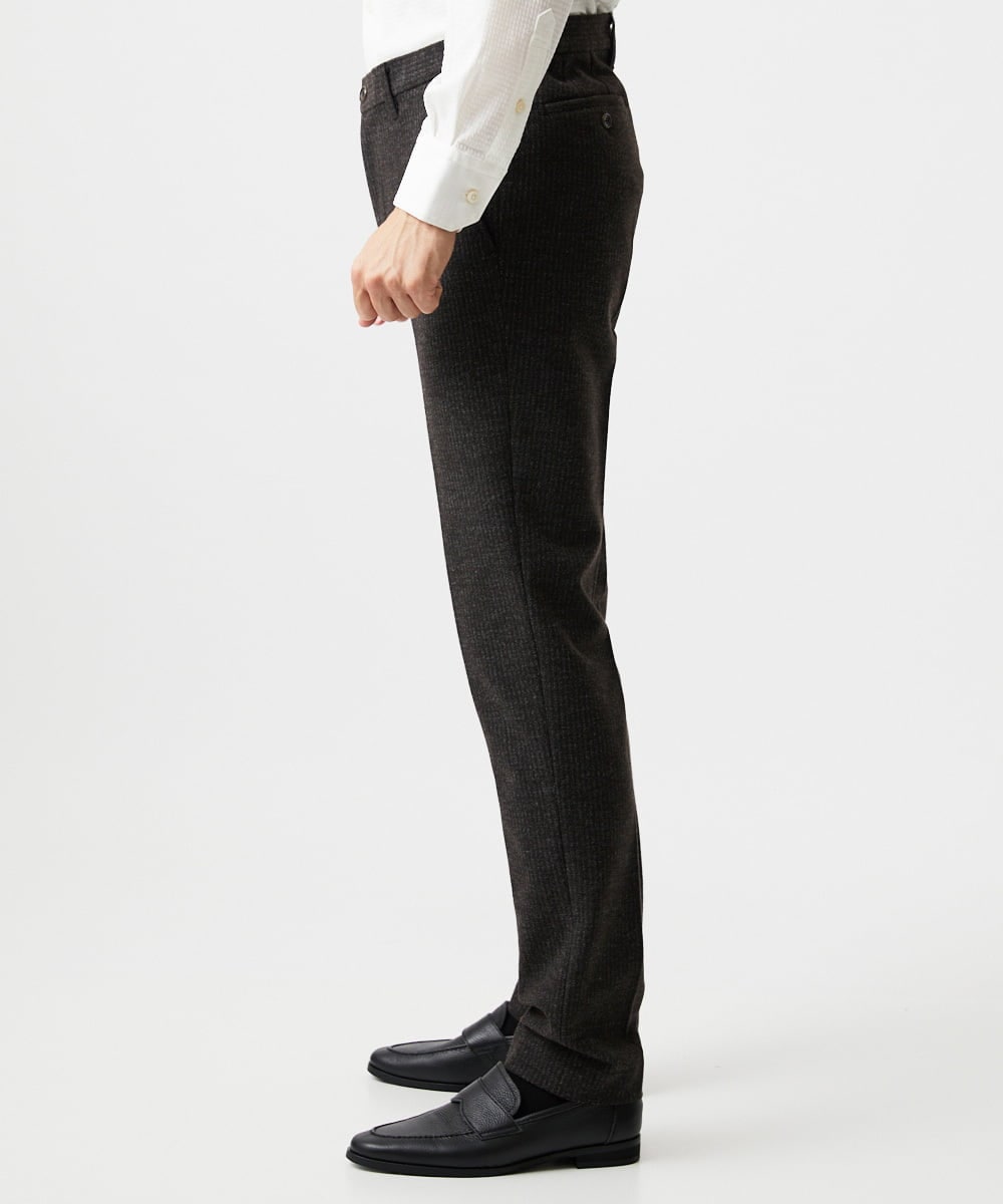 MNLDF05250 MICHEL KLEIN HOMME(ミッシェルクラン オム) ストライプスラックスパンツ ブラウン