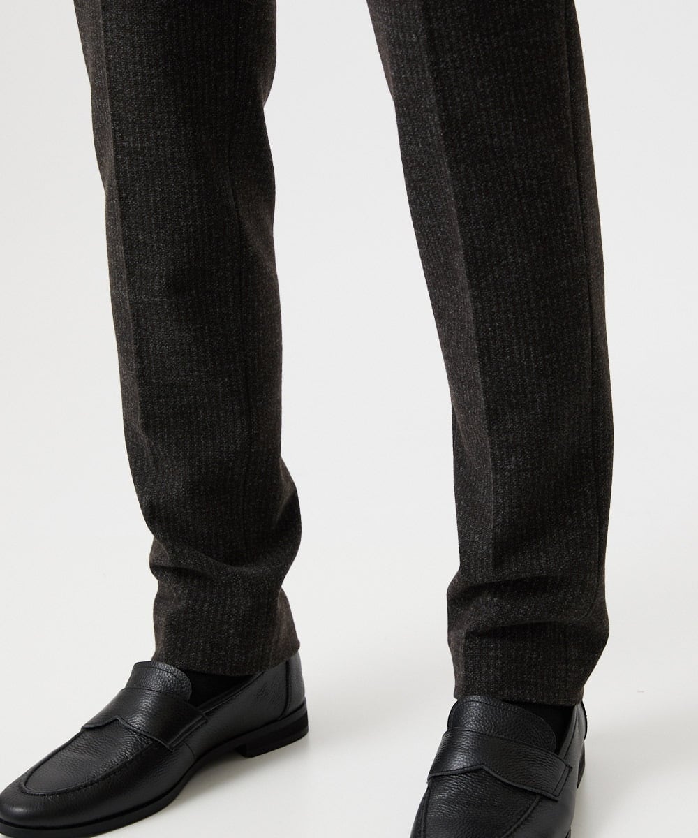 MNLDF05250 MICHEL KLEIN HOMME(ミッシェルクラン オム) ストライプスラックスパンツ ブラウン