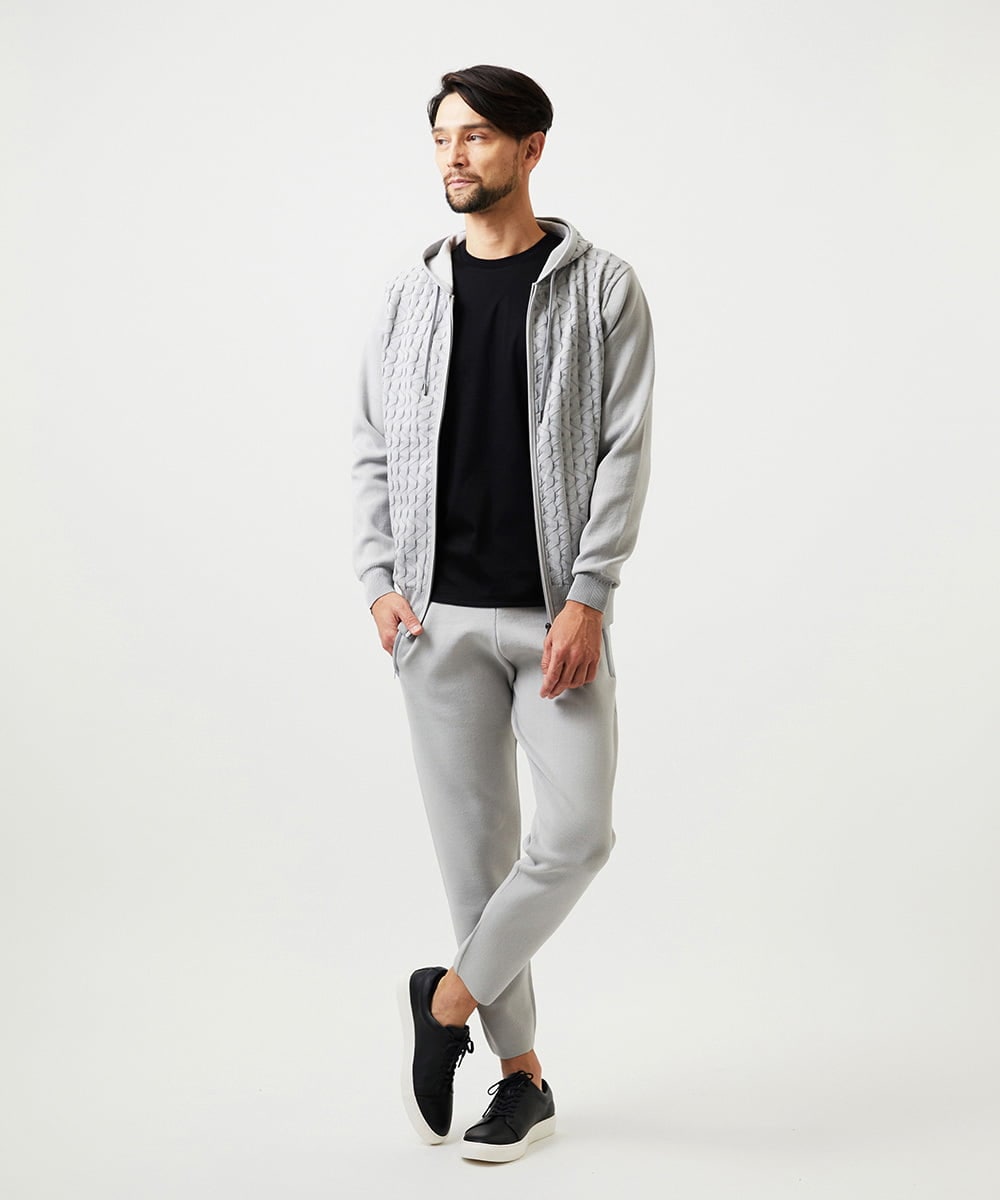 MNLDF52200 MICHEL KLEIN HOMME(ミッシェルクラン オム) 【セットアップ】ニットジョガーパンツ ライトグレー