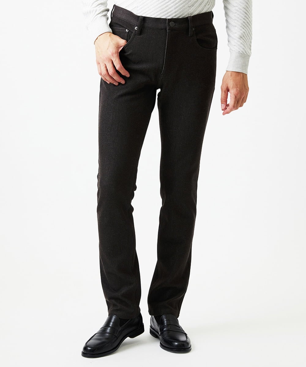 MNLDF55230 MICHEL KLEIN HOMME(ミッシェルクラン オム) デニム調ストレッチファイブポケットパンツ ブラウン