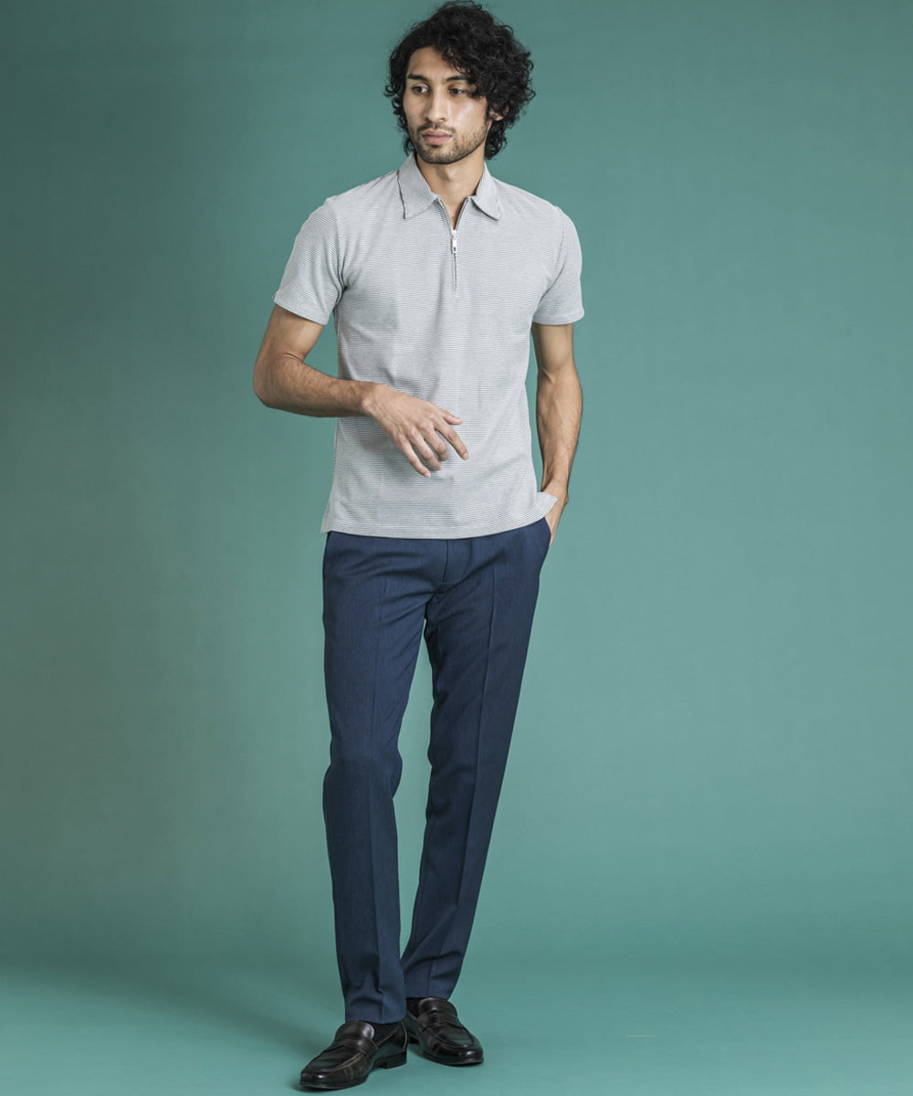 MNLDS01190 MICHEL KLEIN HOMME(ミッシェルクラン オム) オックススラックスパンツ ブルー(55)