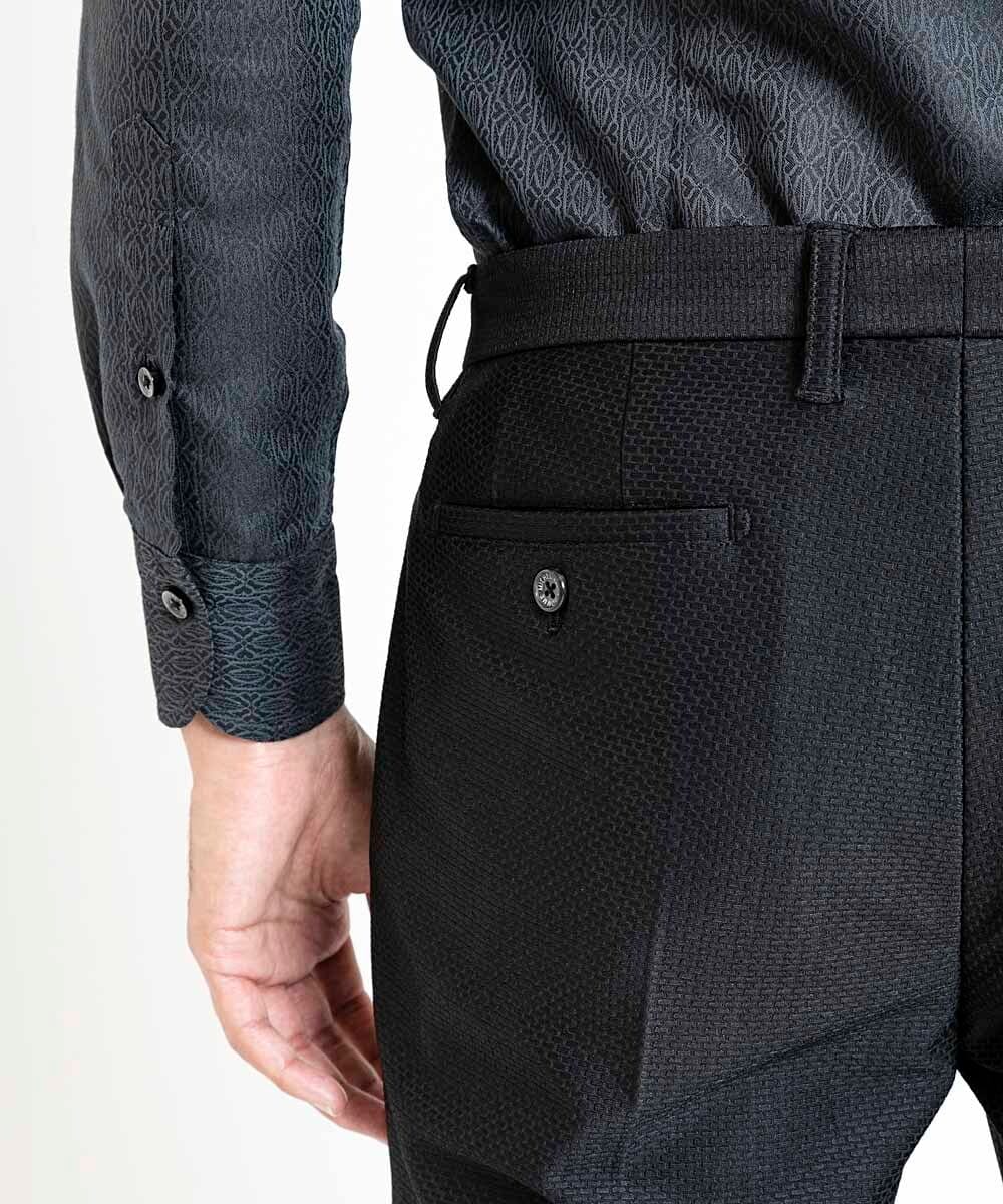 MNLDV57250 MICHEL KLEIN HOMME(ミッシェルクラン オム) ジャガードスラックスパンツ セットアップ ブラック