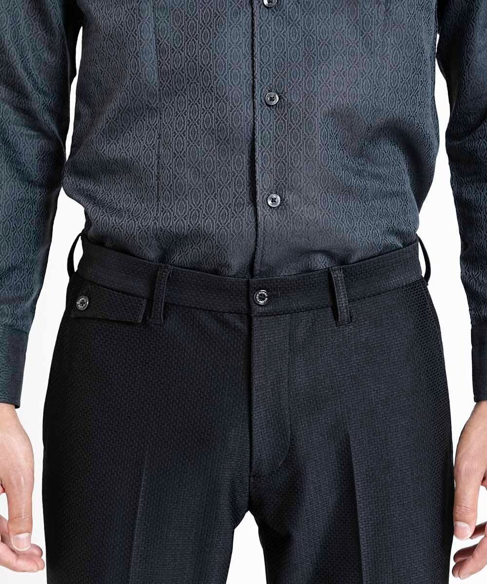 MNLDV57250 MICHEL KLEIN HOMME(ミッシェルクラン オム) ジャガードスラックスパンツ セットアップ ブラック