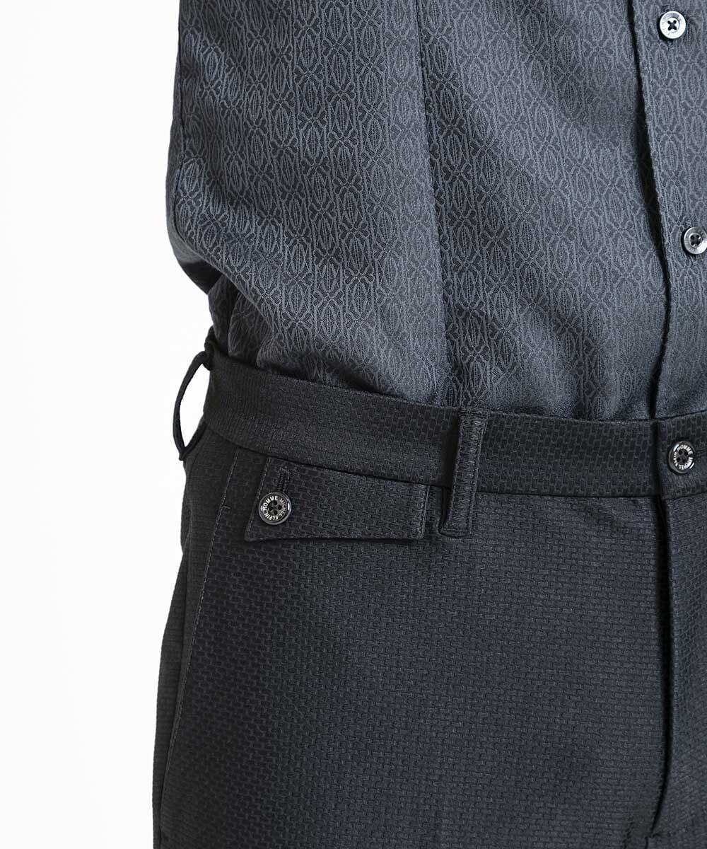 MNLDV57250 MICHEL KLEIN HOMME(ミッシェルクラン オム) ジャガードスラックスパンツ セットアップ ブラック