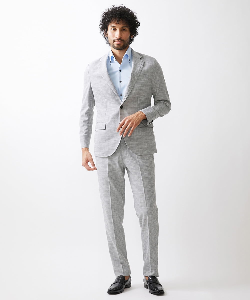 MNLDX04230 MICHEL KLEIN HOMME(ミッシェルクラン オム) ベーシックスラックスパンツ セットアップ ライトグレー