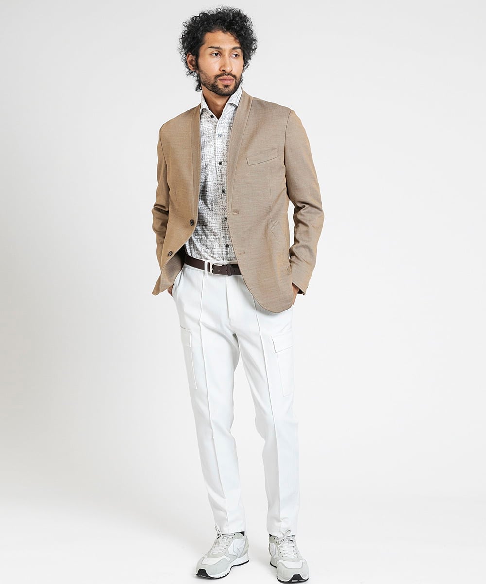 MNLDX62250 MICHEL KLEIN HOMME(ミッシェルクラン オム) プレビアシャンブレーカーゴパンツ 撥水 ホワイト(90)