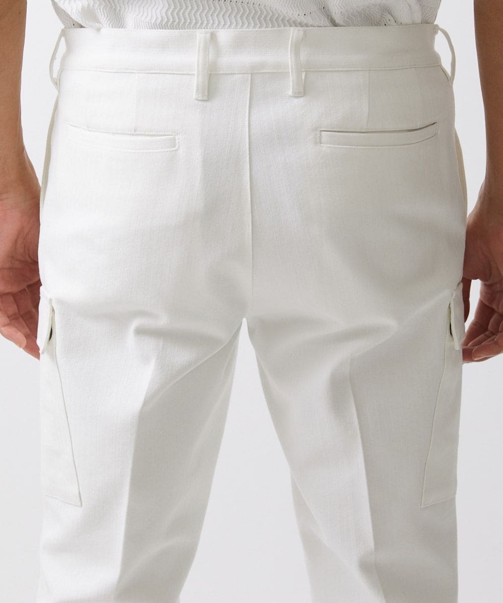 MNLDX62250 MICHEL KLEIN HOMME(ミッシェルクラン オム) プレビアシャンブレーカーゴパンツ 撥水 ホワイト(90)