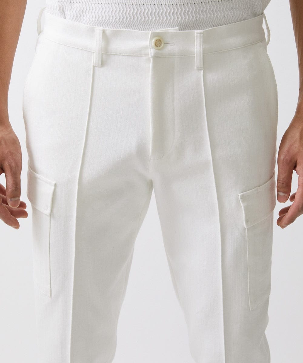 MNLDX62250 MICHEL KLEIN HOMME(ミッシェルクラン オム) プレビアシャンブレーカーゴパンツ 撥水 ホワイト(90)